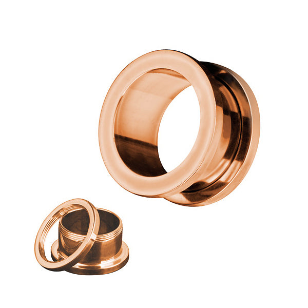 Pair Surgical Steel Silver Gold Screw Flesh Tunnel Ear Plug Polished Stretcher