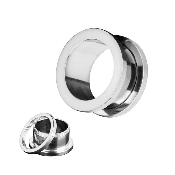 Pair Surgical Steel Silver Gold Screw Flesh Tunnel Ear Plug Polished Stretcher