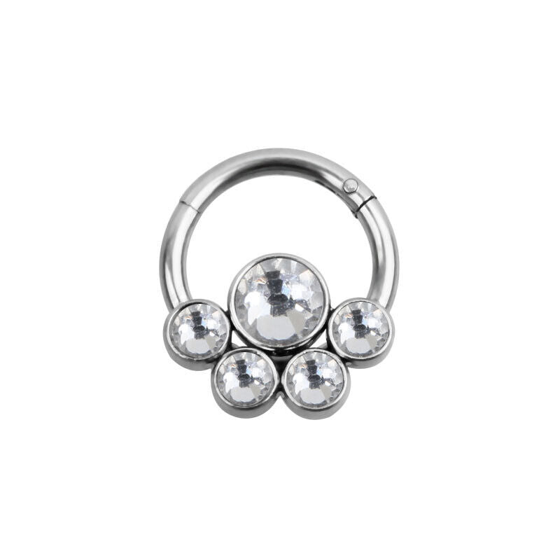 Flower Crystal Nose Ring Septum Clicker Hinge Segment Ear Tragus Hoop Earring