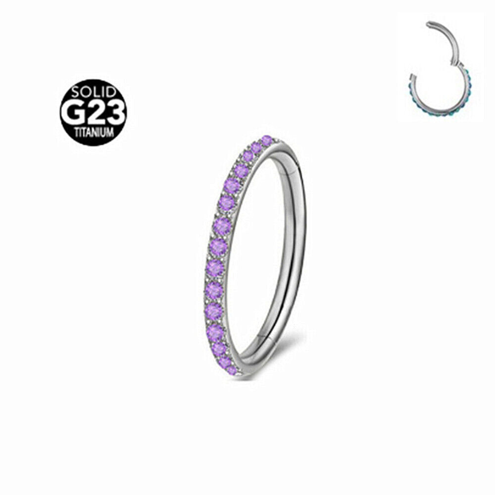 G23 Titanium Steel Multi Zircon Nose Ring Hinge Septum Hoop Ear Body Piercing