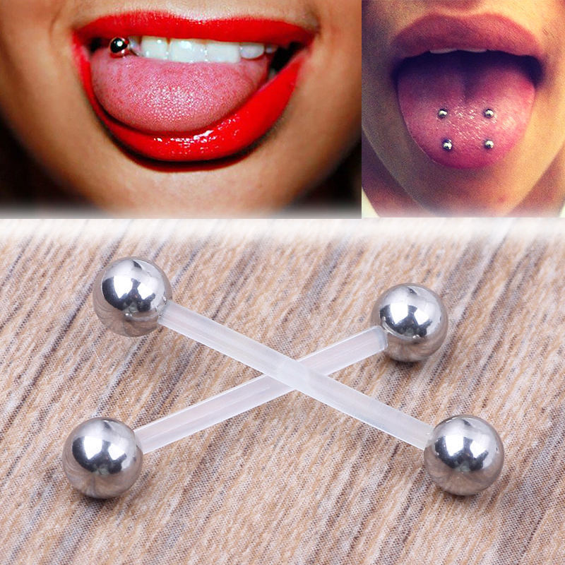5/10pc Steel Ball Flexibel Silicone Bar Tongue Barbell Ring Nipple Body Piercing
