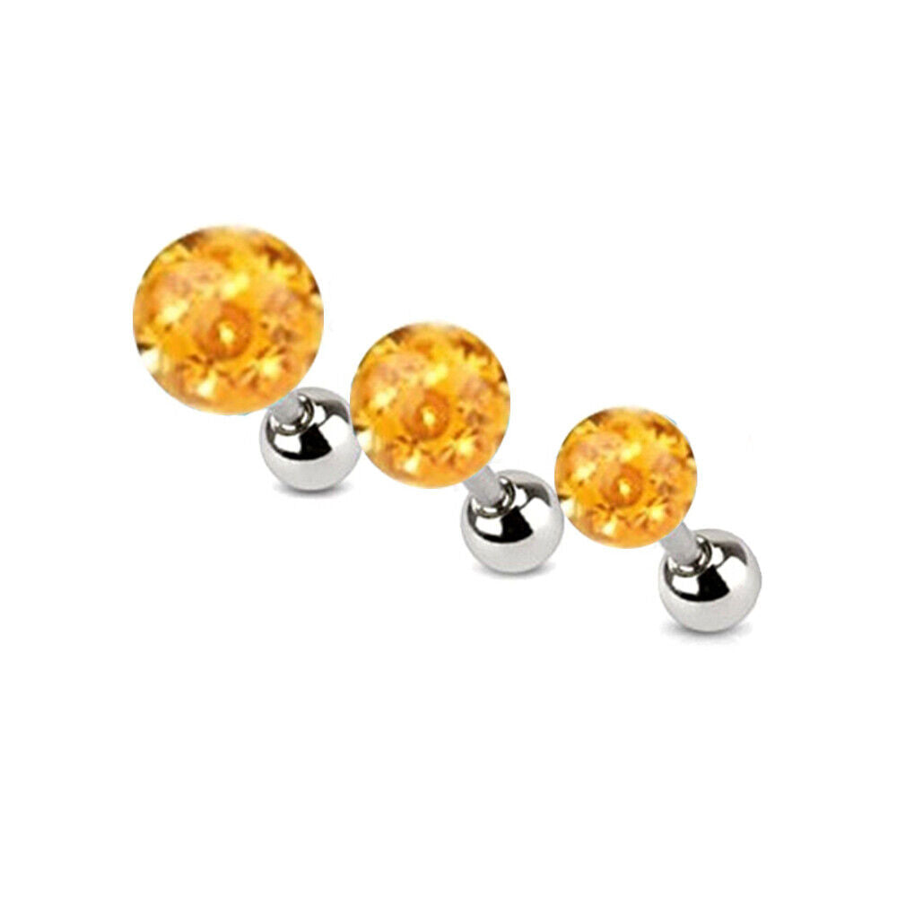 Set 3/4/5mm Surgical Steel Crystal Cartilage Bar Tragus Helix Ear Stud Piercing