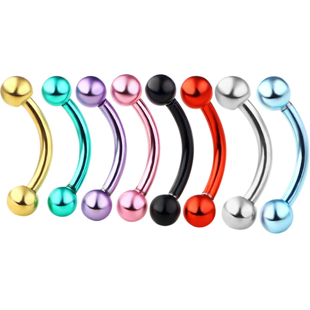 8pc Horseshoe Bar Lip Nose Helix Ear Ring Eyebrow Ball Cone Piercing Jewellery