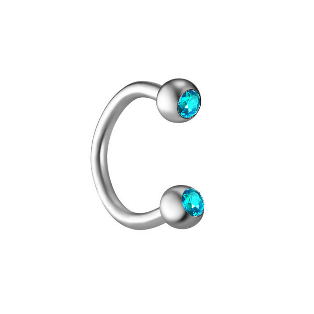 16G Surgical Steel Crystal Labret Monroe Lip Rings Nose Ear Piercing Jewellery