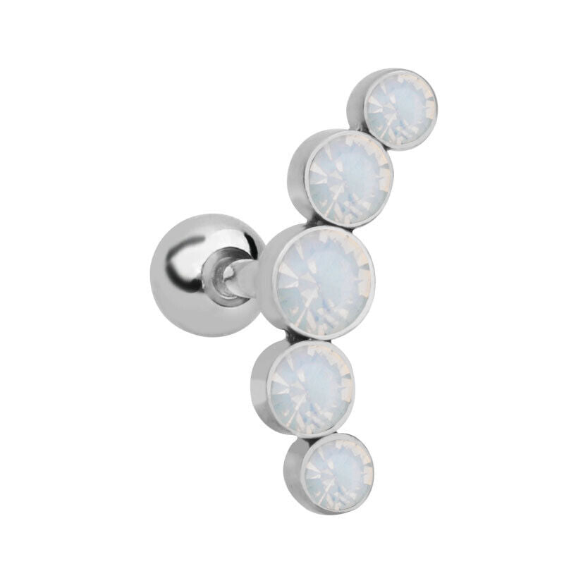 2pc Cartilage Tragus Bar Zircon Stud Earring Piercing Helix Gem Surgical Steel