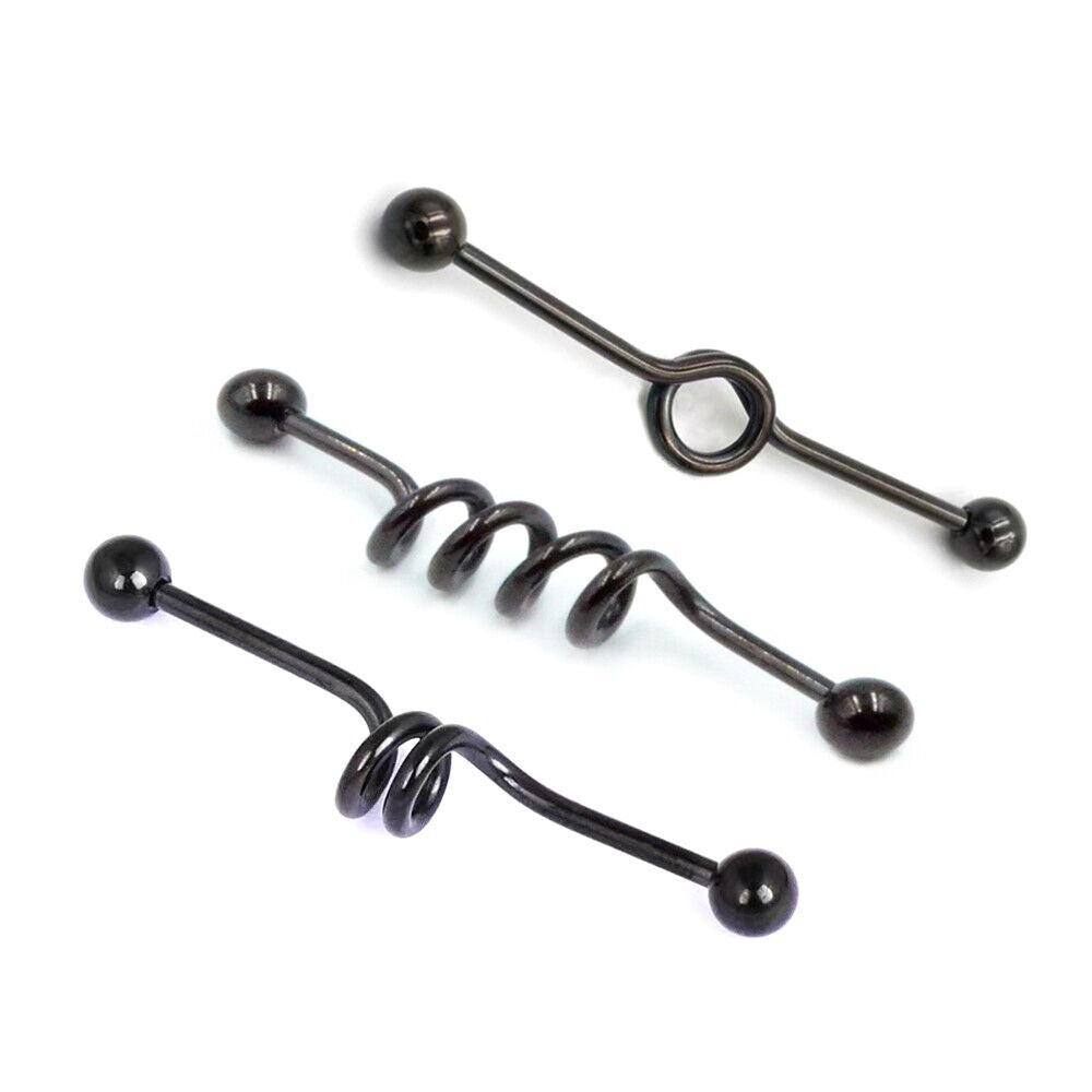 3X Set Multi Layer Spiral Industrial Bar Scaffold Ear Barbell PIERCING Jewellery