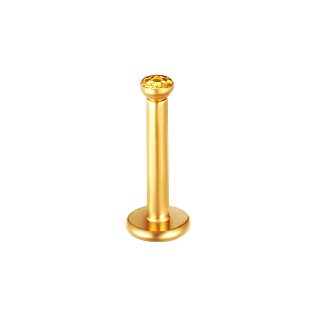 2X Gold Internal Thread Labret Monroe Tragus Cartilage Piercing Lip Ear Gem Ring