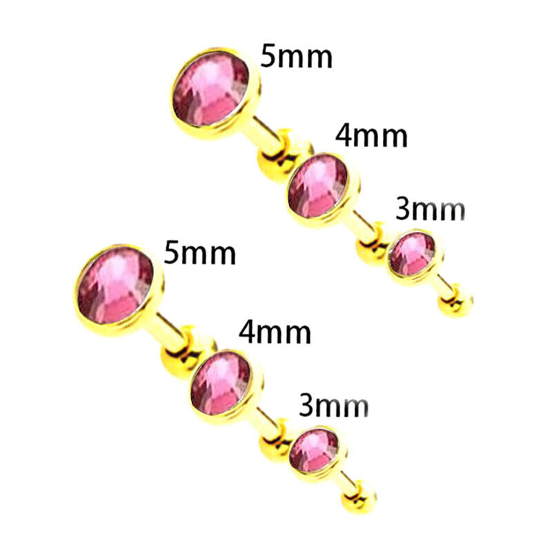 6pcs Flat Gem Multicolour Cartilage Upper Ear Stud Set Tragus Helix Top Piercing