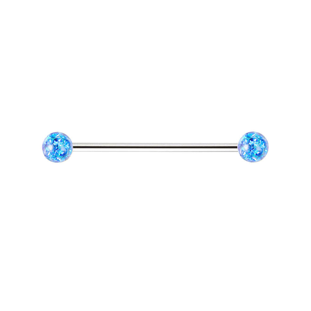 Surgical Steel CRYSTAL Ball Industrial Bar Scaffold Ear Barbell Ring PIERCING