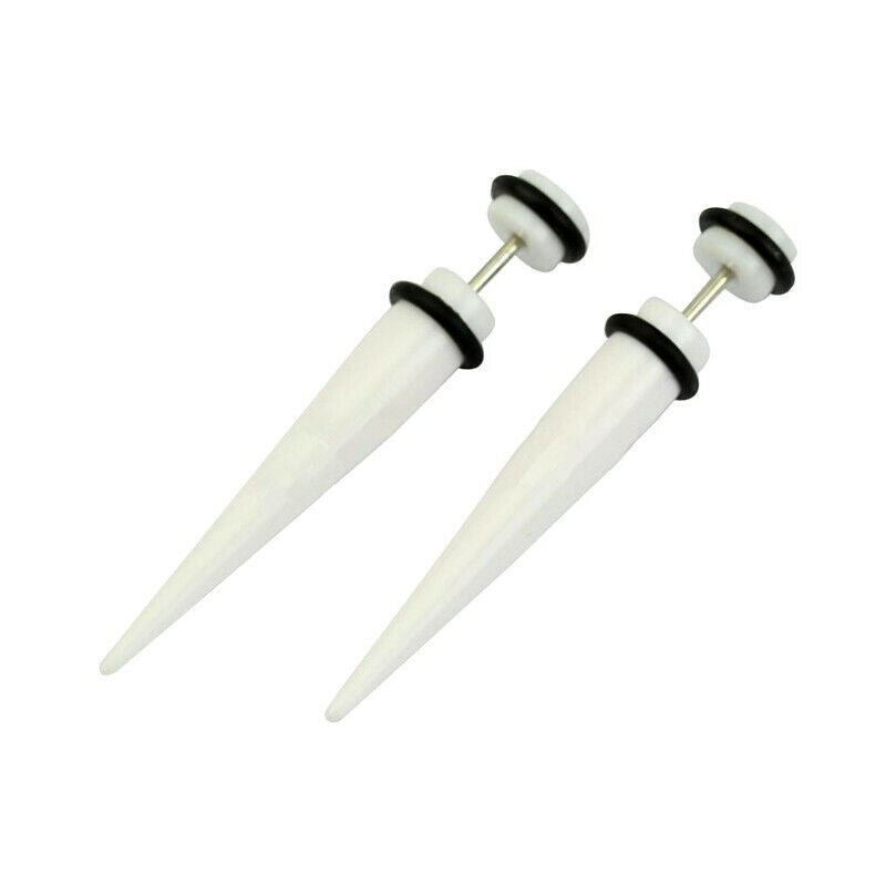 2pc Acrylic Fake Cheater Taper Ear Plug Earring Screw Illusion Stretcher Tunnel