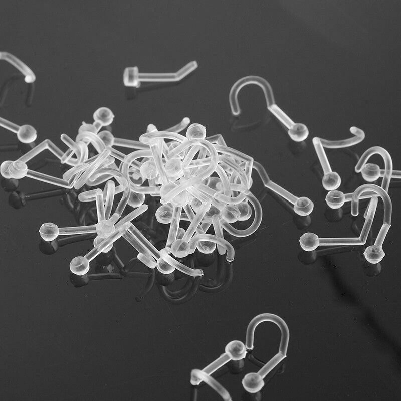 5Pcs Flexible Clear Twist Curved Acrylic Screw Bar Studs Pin Nose Ring Jewellery