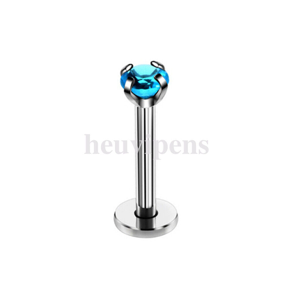2X Multi Shape Zircon Labret Lip Stud Internally Threaded Tragus Rings Piercing