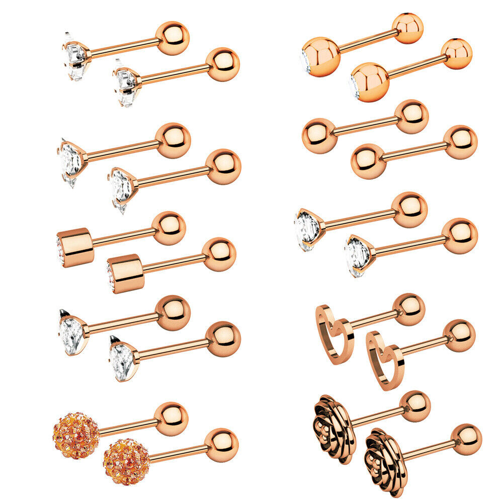 20pc Set Multi Shape Steel Ear Cartilage Zircon Tragus Lip Stud Piercing Earring