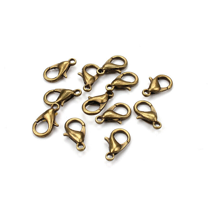 50X 10/12mm Gold Silver Lobster Clasp Fasteners Claw DIY for Bracelet Necklace