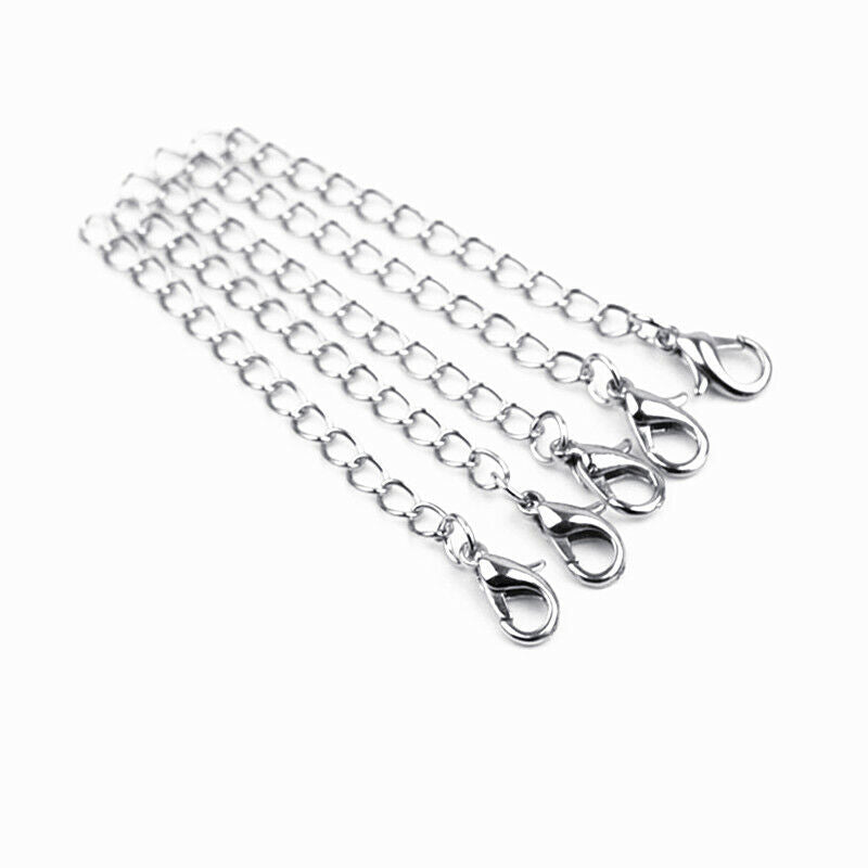 10pc Silver Gold DIY Necklace Extender Extension Chain 75mm / 3" with Clasp Hook