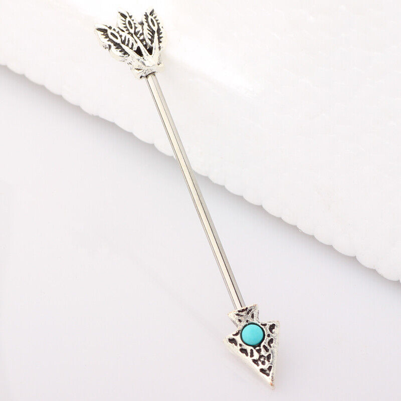 Surgical Steel Industrial Scaffold Bar Gem Opal Turquoise Ear Barbell Piercing A