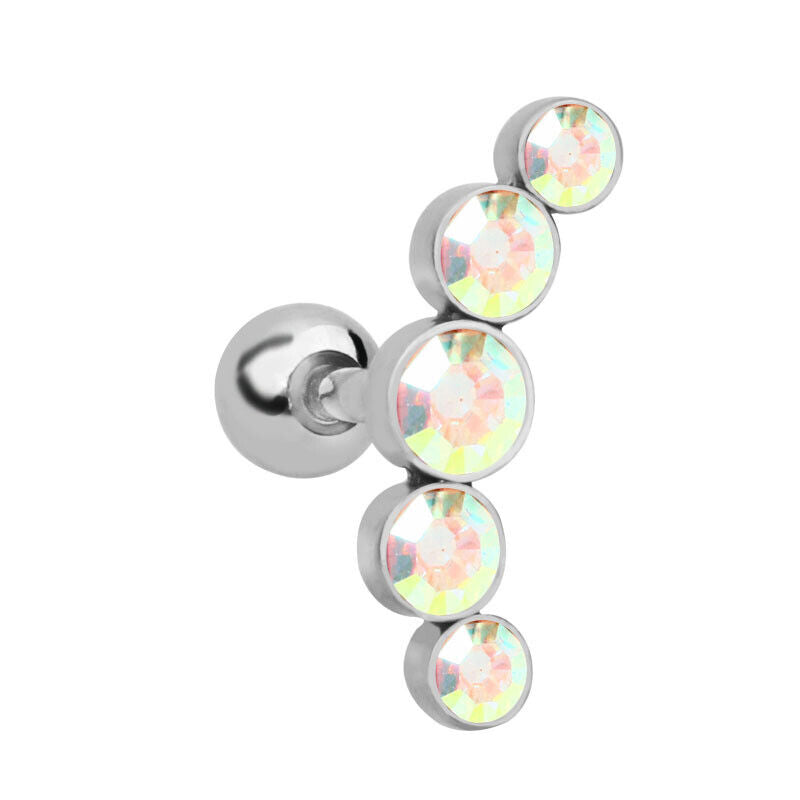 2pc Cartilage Tragus Bar Zircon Stud Earring Piercing Helix Gem Surgical Steel