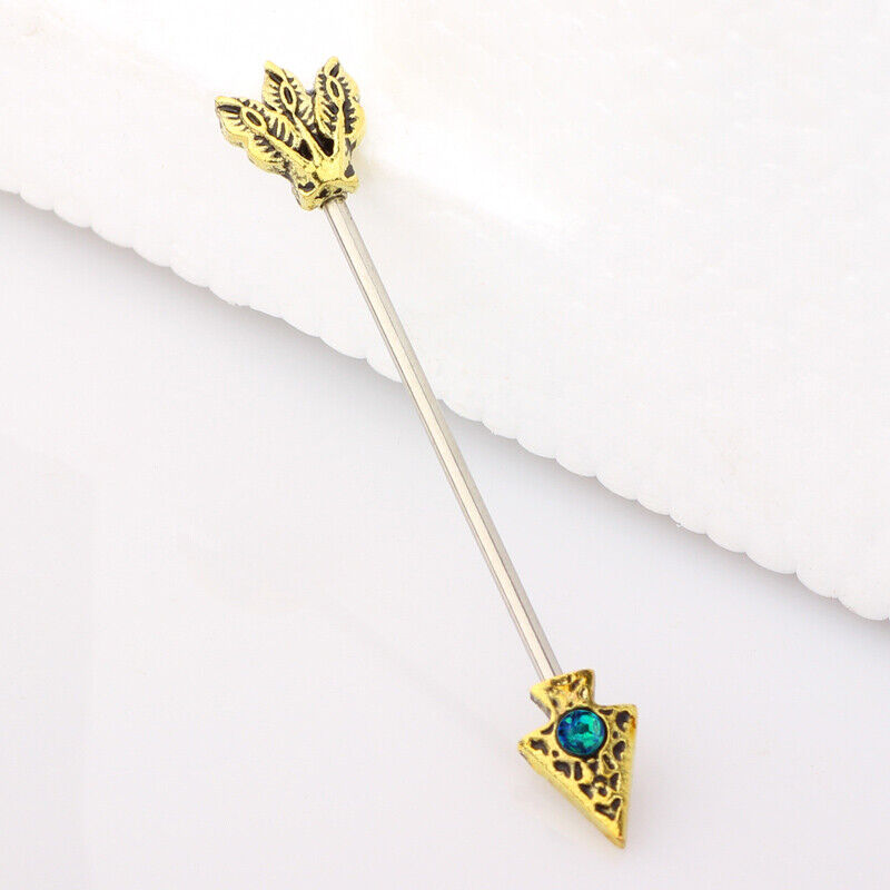 Surgical Steel Industrial Scaffold Bar Gem Opal Turquoise Ear Barbell Piercing A