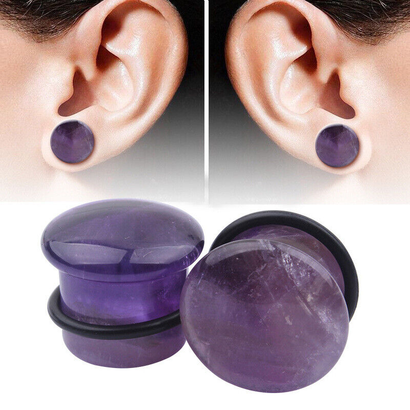 1 Pair Natural Stone Flesh Tunnel O-rings Ear Plug Trumpet Expander Stretcher
