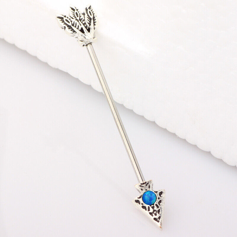 Surgical Steel Industrial Scaffold Bar Gem Opal Turquoise Ear Barbell Piercing A