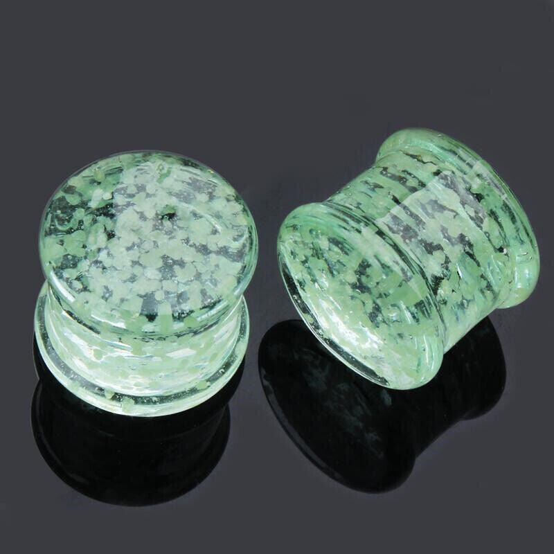 Glow In The Dark Glass Snail Ear Plug Flare Spiral Expander Stretcher Piercing