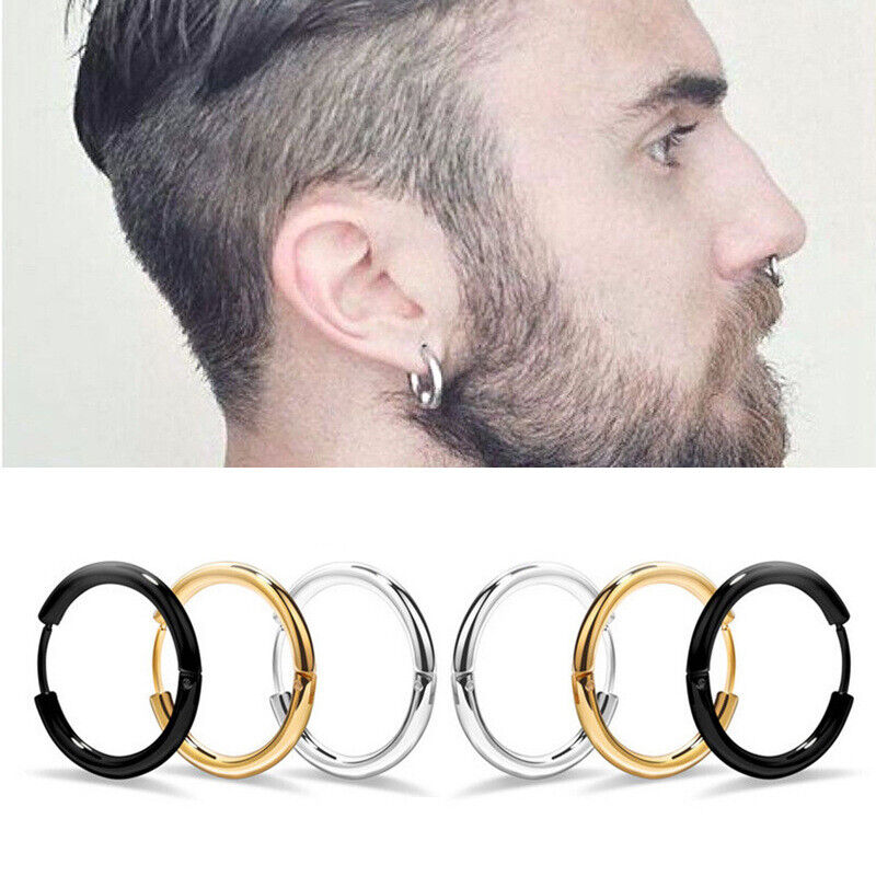 3 Pair Surgical Steel Ear Hoop Ring Septum Stud Earrings Body Piercing Jewellery