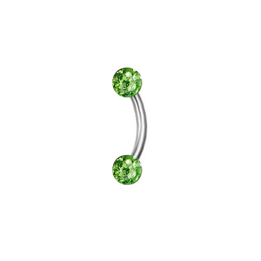 2pc 6/8/10/12mm Bar Coated Crystal Ball Barbell Curved Eyebrow Ring Ear Piercing