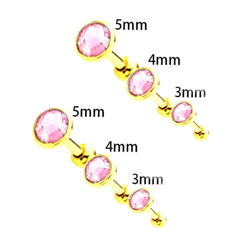 6pcs Flat Gem Multicolour Cartilage Upper Ear Stud Set Tragus Helix Top Piercing