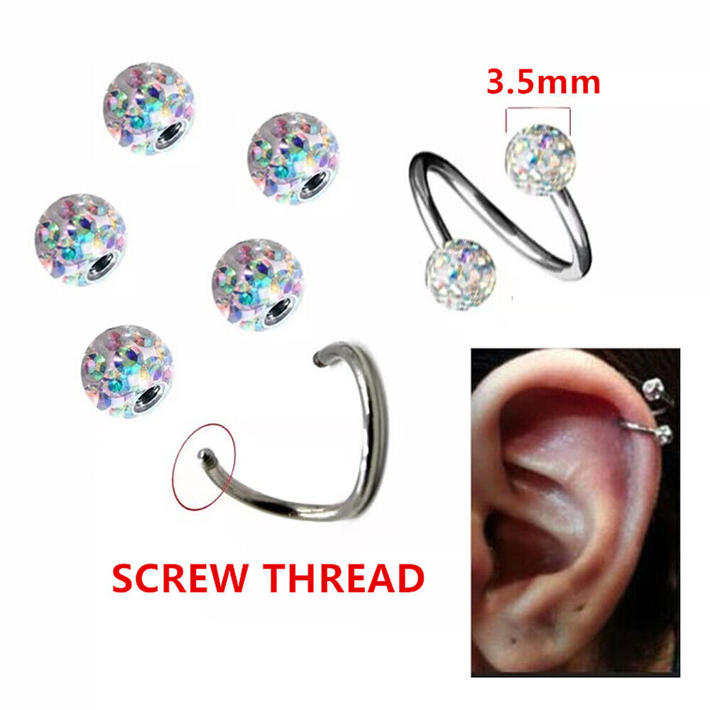 CZ Crystal Surgical Steel Twist Ear Cartilage Helix Stud Bar Earring Jewelry