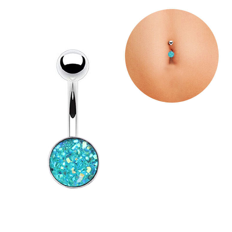Glitter Gem Navel Belly Surgical Steel Bar Button Barbell Ring Body Piercing