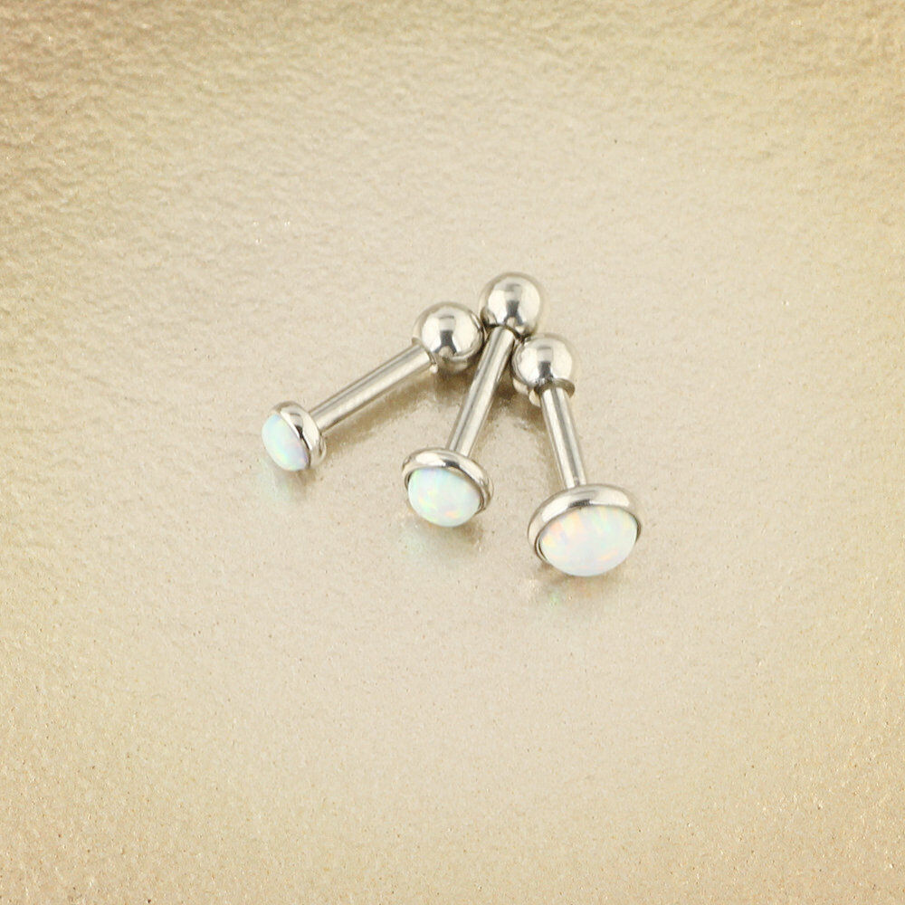 3pc 3/4/5mm Opal 16G Steel Bar Barbell Ear Cartilage Tragus Helix Studs Earrings