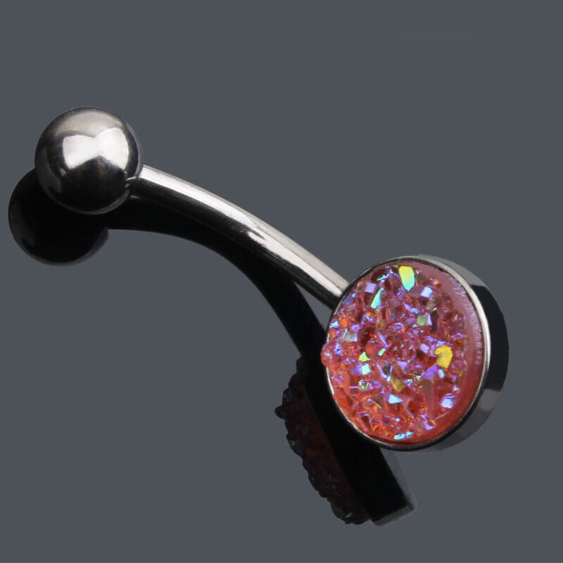 Glitter Gem Navel Belly Surgical Steel Bar Button Barbell Ring Body Piercing