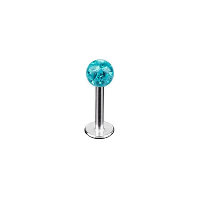 2pc 6/8/10mm Bar Coated Crystal Ball Lip Monroe Labret Tragus Ring Body Piercing