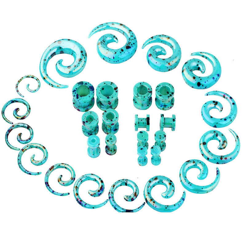 2X Acrylic Flesh Tunnel Ear Plug Snail Spiral Stretcher Taper Expander 2 Design