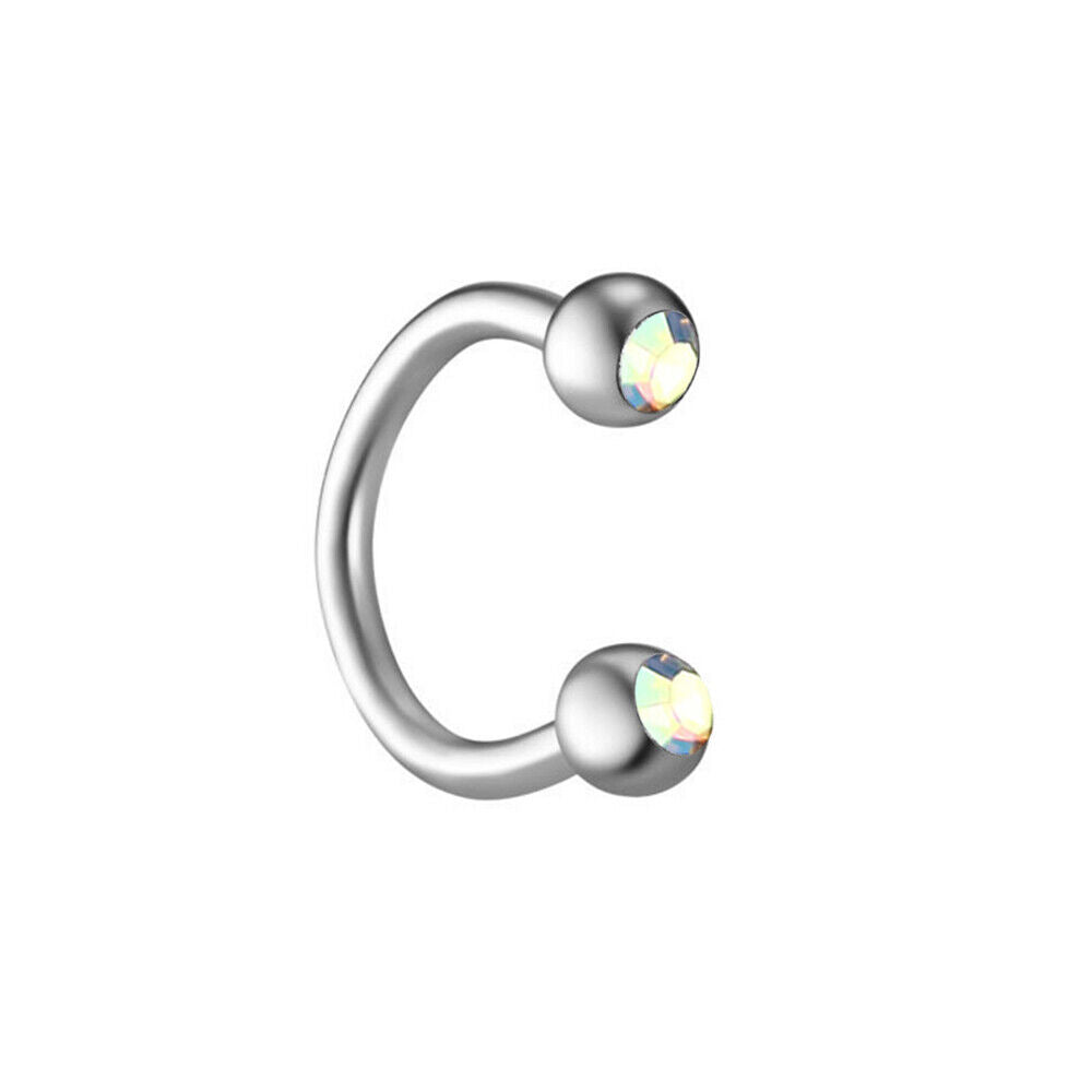 16G Surgical Steel Crystal Labret Monroe Lip Rings Nose Ear Piercing Jewellery