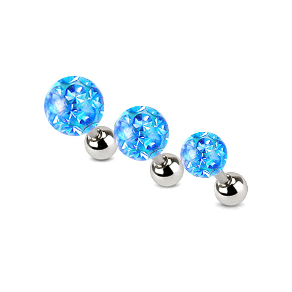 Set 3/4/5mm Surgical Steel Crystal Cartilage Bar Tragus Helix Ear Stud Piercing