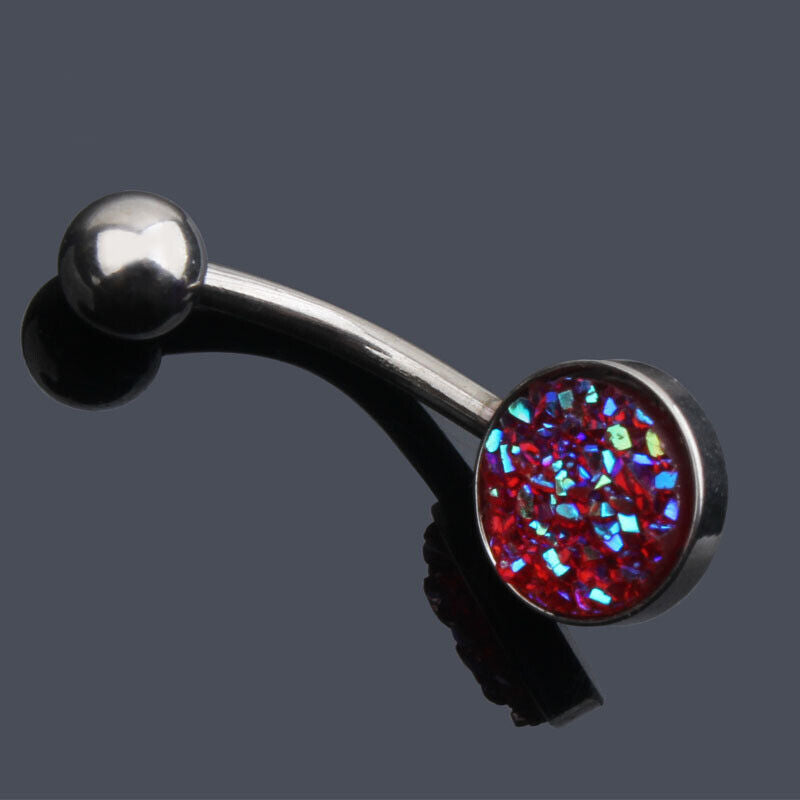 Glitter Gem Navel Belly Surgical Steel Bar Button Barbell Ring Body Piercing