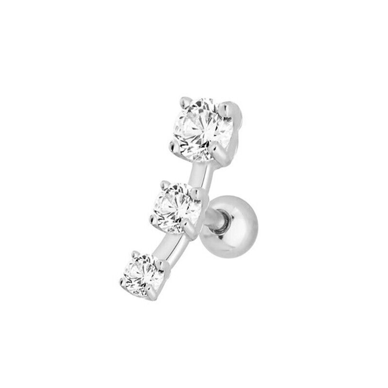 2pc Cartilage Tragus Bar Zircon Stud Earring Piercing Helix Gem Surgical Steel