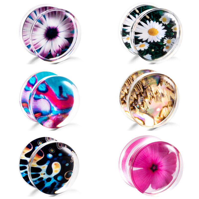 2pc Fashion Acrylic Shell Ear Plug Double Flared Flesh Tunnel Expander Piercing