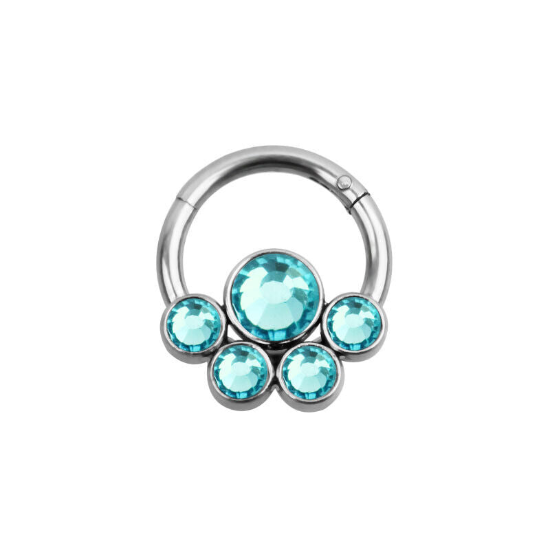 Flower Crystal Nose Ring Septum Clicker Hinge Segment Ear Tragus Hoop Earring
