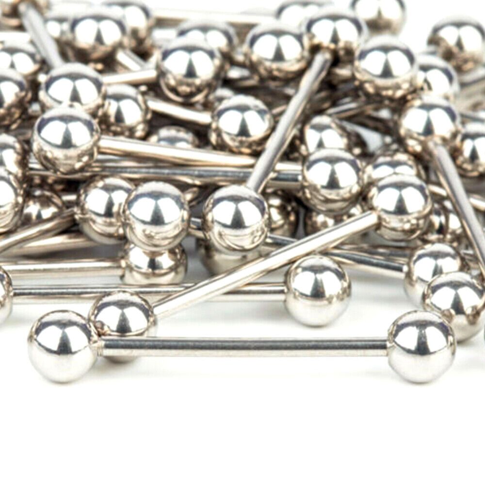 10pc Surgical Steel Tongue Bar Ball Barbell Ring Nipple Body Piercing Jewellery