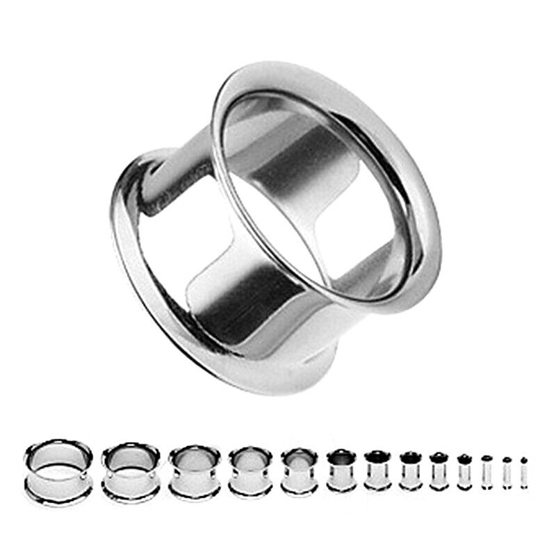 3 Pair Gold Steel Black Double Flared Flesh Tunnel Ear Plug Stretcher Expander