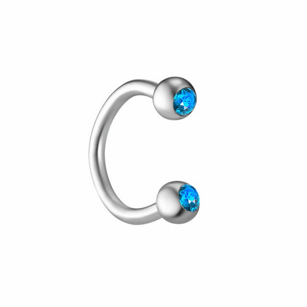 16G Surgical Steel Crystal Labret Monroe Lip Rings Nose Ear Piercing Jewellery