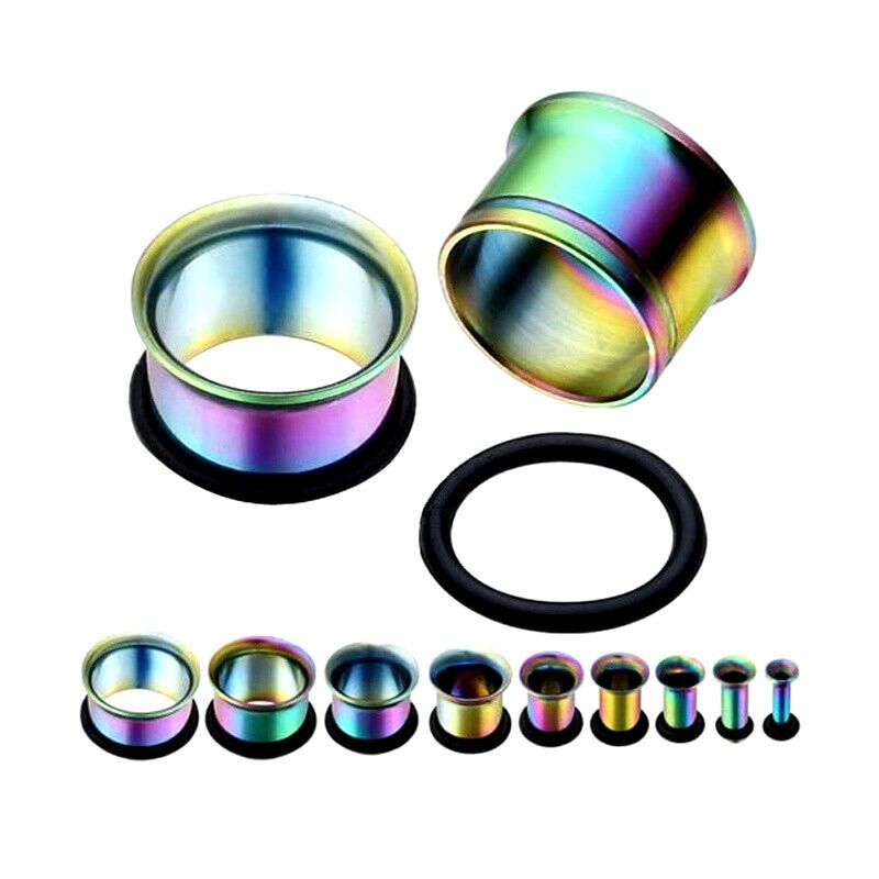 Pair Surgical Steel Ear Plug O-Ring Hoop Flesh Tunnel Expander Trumpet 3mm-14mm