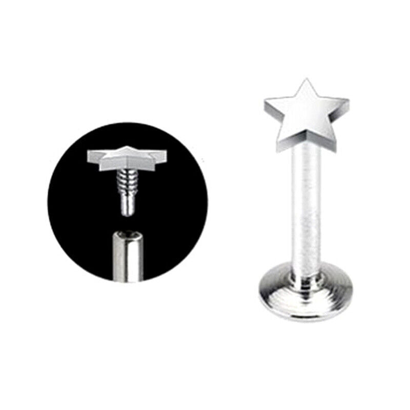 4X 16G Surgical Steel Internally Threaded Heart Star Tragus Cartilage Bar Labret