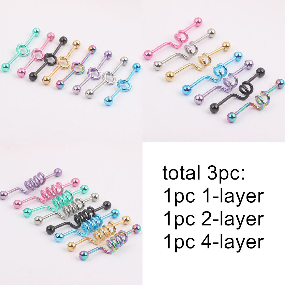3X Multi Layer Spiral Helix Industrial Bar Scaffold Ear Barbell Body PIERCING