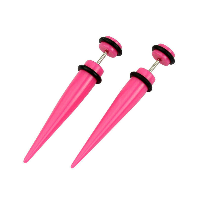 2pc Acrylic Fake Cheater Taper Ear Plug Earring Screw Illusion Stretcher Tunnel
