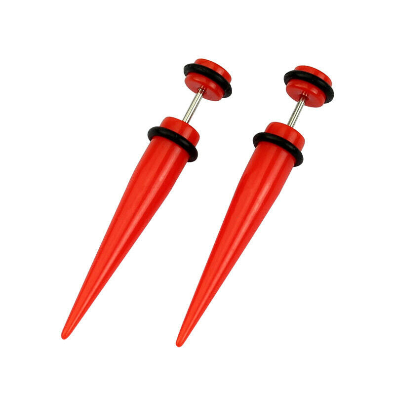 2pc Acrylic Fake Cheater Taper Ear Plug Earring Screw Illusion Stretcher Tunnel