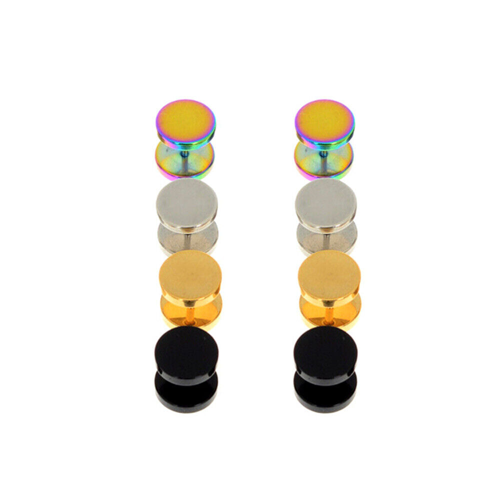 8pc 6mm-12mm Set Fake Ear Plug Studs Stretcher Flesh Tunnel Earring Steel Piercing