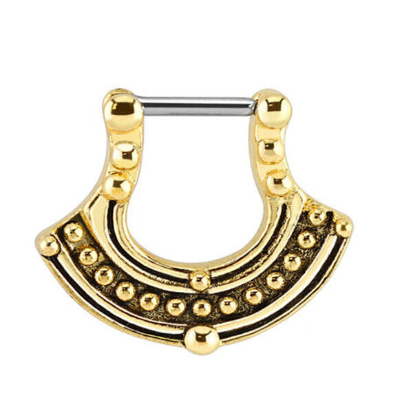 Crystal Zircon Stud Nose Ring Surgical Steel Bar Septum Hanger Clip Piercing 16g